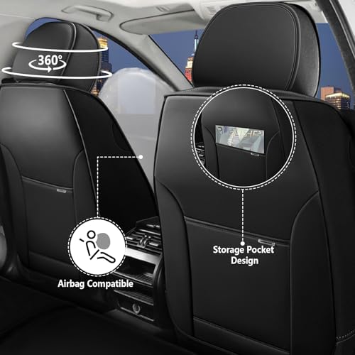 Image of Car Seat Covers for Chevy Chevrolet Trax 2024-2025, Nappa Leather Front Seat Cover Full Coverage Seat Protectors Waterproof Cushion (Black Orange,2 Seats Standard)