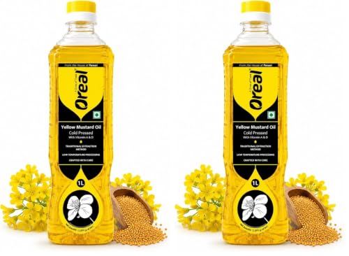 Image of Oreal Yellow Mustard Oil, 1 Litre (Pack of 2)