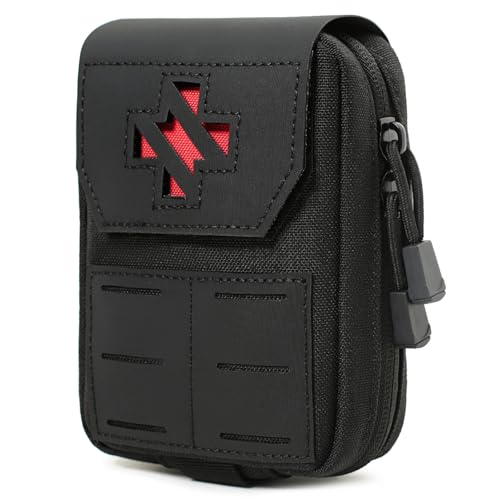 Tactical Molle EMT Pouch Laser-Cut First Aid Pouch Utility Ifak Pouch (Black)