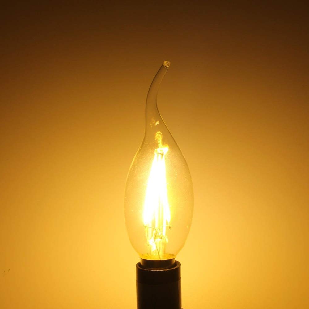 20 unidades E14 4 W LED Filament Vela Bombilla – C35 Edison Bombilla Bombilla Bombilla Bombilla Bombilla de llama E14 40W Equivalente, E14 Blanco Cálido 2700 K, E14 400 LM AC220 – 240 V, no regulable