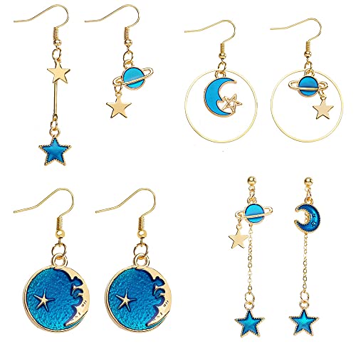 Pendientes Asimétricos, 4 Pares Pendientes Luna Cover