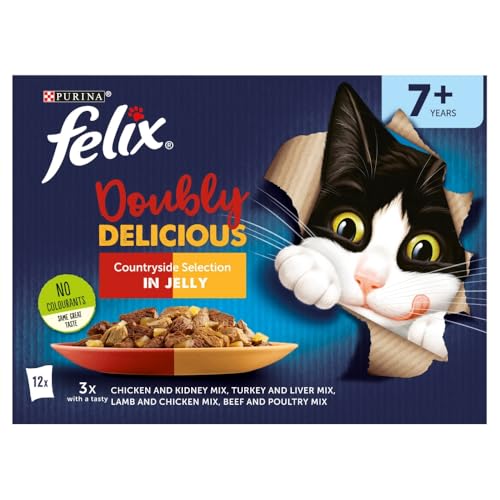 Felix As Good As It Looks Doubly Delicious 7+ Senior Wet Cat Food Meat In Jelly, 12 X 100 G Pouch