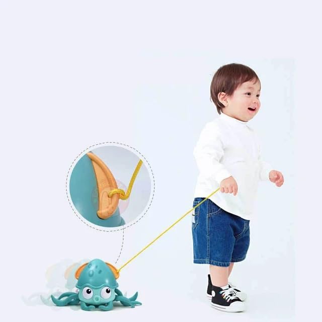Image of COSMOBABY Premium Amphibian Octopus Bath Toy Pull Along & Bath Toy|Swimming Octopus with String Attached|Interactive & Early Learning Toy|Floating BathtubToy