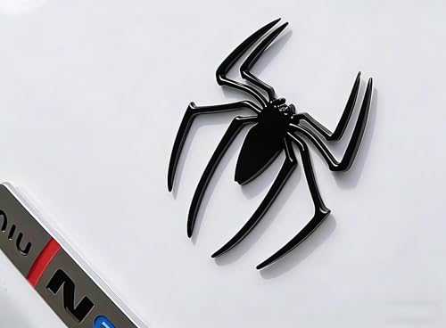 Image of 2PCS 3D Spider Emblem Car Sticker Metal Chrome Silver Spider Badges Sticker for Universal Car Vehicle, Truck, Motorcycle, RV, Scooter, SUV, Door, Window for Headphone Decorations (Black)