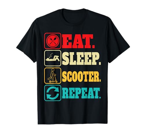 Funny Eat Sleep Scooter Repeat Gifts for Boys Kids Teens Tee T-Shirt