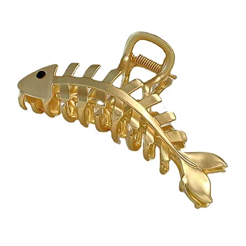Large Gold Hair Clips Fish Bone Shape Design Hair Claw Clip Hair Accessories Metal Hair Jaw Clamps Gold Hairpin Clips Fashion Nonslip Hair Clamps Hair Catch Clip For Women Hair Hairstyling (Fish Bone Shape) #TOP7