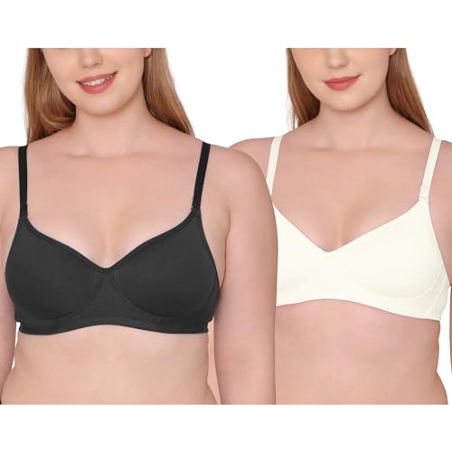 Image of Tweens - Medium Padded Cotton Rich Bra - Full Coverage, Seamless, Multiway Straps, Wirefree Everyday T-Shirt Bra (Pack of 2)