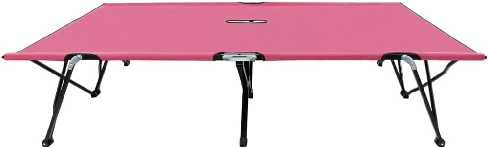 Outdoor Bed for Patio, Backyard, Garden, Outside Tanning Chairs,Beach Chair Lounge Chair with Steel Frame and Breathable Textile Fabric,Two Person Folding Sun Lounger Pink Steel