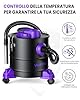 VANPORE Aspiracenere Stufa Pellet, aspiracenere 20 l, potenza di aspirazione potente 1200 W, per camino, barbecue a pellet, forno e braciere (viola)