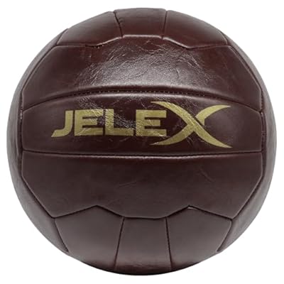 JELEX Balón de fútbol vintage de Oldschool - Tamaño 5, diseño retro hecho de piel sintética resistente, duradero y resistente, alto vuelo y salto (marrón) | Ya disponible en tu tienda friki favorita! En mundofriki.es!