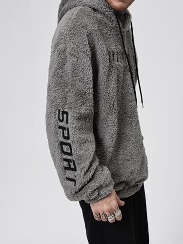 SOLY HUX Hoodies for Men Fuzzy Letter Embroidery Drawstring Long Sleeve Pullover Sweatshirt4
