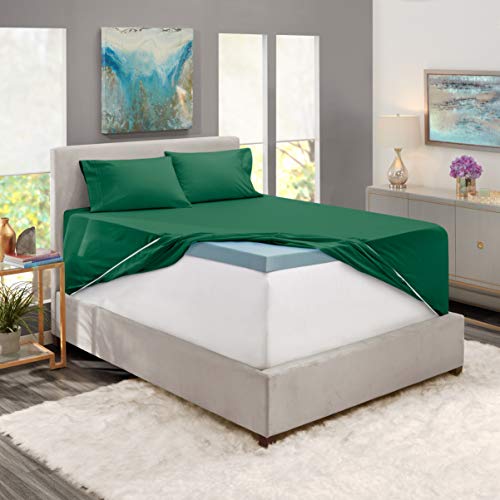 Image of Nestl Full Bed Sheet Set - Dark Green - 4-Piece Extra Deep Pocket | Instantly Soft, Night-One Ready (No Wash Required). Fits Extra Deep Pockets up to 24 Inches, 360-Degree Elastic Grip