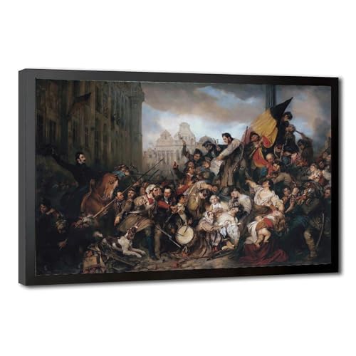 Impression sur toile Gustaf Wappers de la révolution belge, décoration murale 30,5 x 45,7 cm