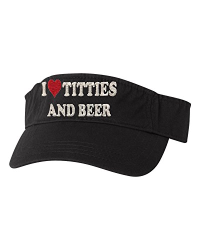 Go All Out Adjustable Black Adult I Love Titties & Beer Embroidered Visor Dad Hat