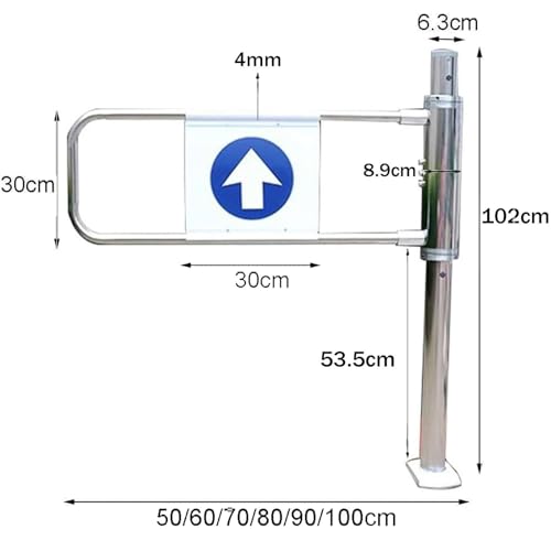 Puerta de Seguridad de Cierre automático para supermercados y almacenes. Puerta metálica unidireccional para Acceso peatonal. Diseño de 90° de un Solo Sentido. Ideal para