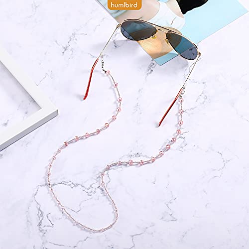 Humlbird Eyeglass Chain For Women Stylish Mask Lanyard Natural Crystal Mask Chain Eye Glasses Holder Strap, Pink #TOP4