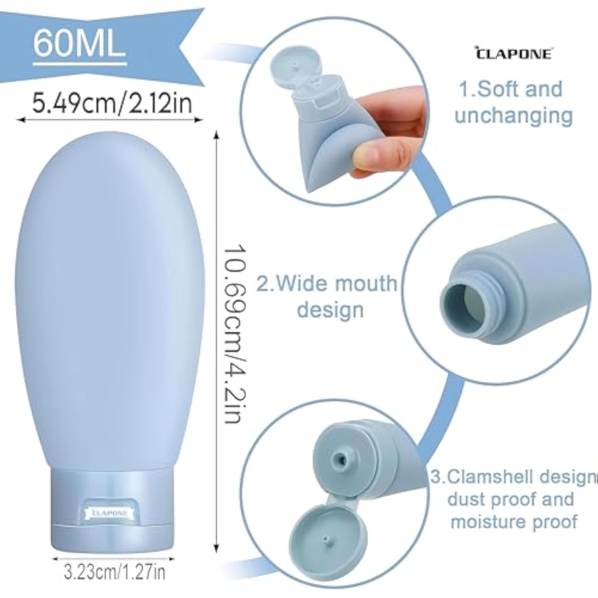 1 Piece Travel Bottles Leakproof & Refillable 60ml