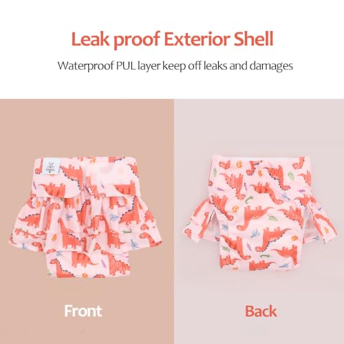 Image of CuteBone Female Dog Diapers with Skirts 3 Pack Reusable Puppy Dresses Pants for Heat Cycle Period QBD33S