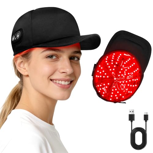 Cordless Red Light Therapy for Hair Growth, Rechargeable Red Light Cap for Hair Regrowth with 660nm 850nm Wavelengths for Hair Loss & Thinning Hair, Adjustable Size for Men & Women