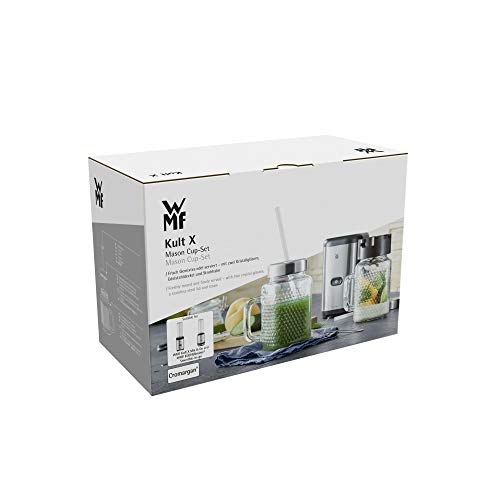 WMF Kult X Mason Cup Juego de 2 vasos con asa (450 ml, pajita y tapa) - Imagen 6