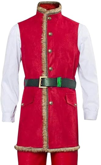 New Kids Santa Claus Christmas Red Wool & Cotton Long Coat and Vest