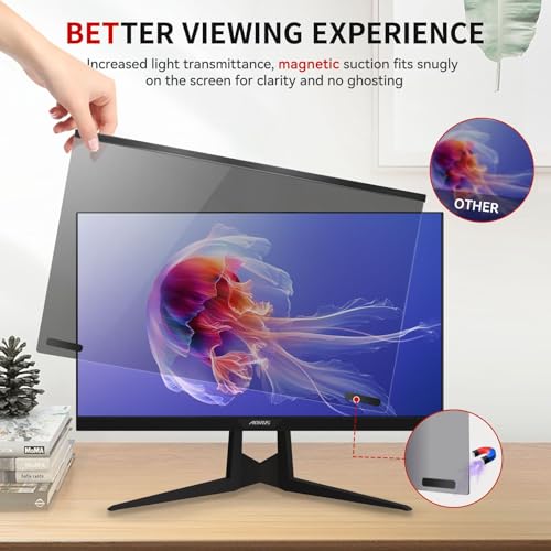 GUDTEKE Magnetic 22 Inch Computer Privacy Screen Filter, Hanging Computer Screen Privacy Shield for 16:10 Monitor Removable Anti Blue Light Glare Eye Protection - Thumbnail 5