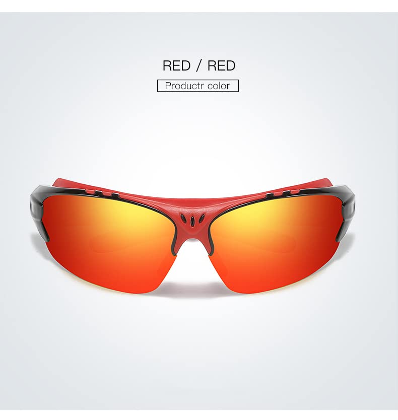 BSLVWG Polarised Sports Sunglasses for Men Women Driving Sunglasses Cycling Running Baseball Fishing Goggles Superlight Frame (Red) - Image 2