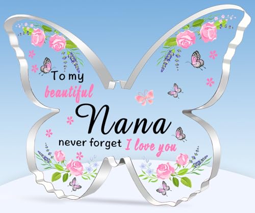 TTOVEN Nana Gifts - Placa acrílica con diseño de mariposa, regalo para el día de la madre, para mi hermosa abuela