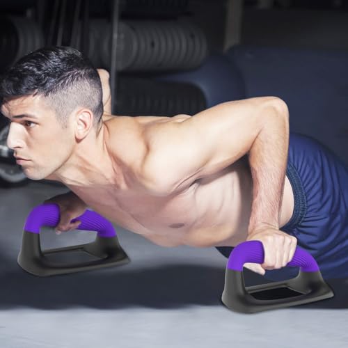 Lifeswell Push Up Bars – Ergonomic Pushup Handles for Floor Strength Training, Non-Slip Push-Up Stands with Soft Grip, Pushups Bars for Home Gym Workout, Blue Purple by Lifeswell - Image 2