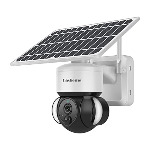 Fashome Solar Security Camera Outdoor Wireless 2.4G WiFi,Solar Panel 12000mAh Rechargeable Battery Power, Floodlight,1080P Night Vision, 2-Way Audio, PIR Motion Detection(Solar Battery Powered) Cover