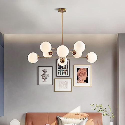 KCO Lighting 8-Light Glass Sputnik Chandelier Light Modern Gold Chandeliers Pendant Light Fixture Vintage Globe Ball Ceiling Flush Mount Light Fixture Kitchen Island by KCO - Image 6