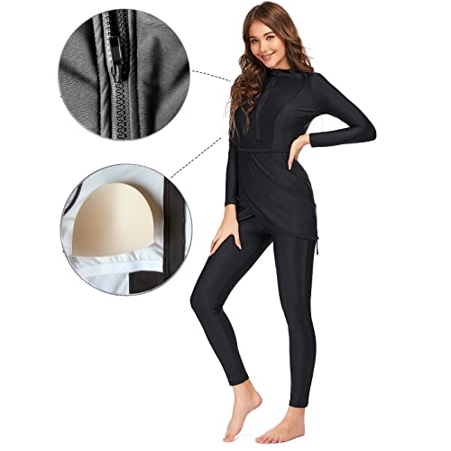 Burkini Swimsuits for Women Modest Muslim Swimsuit Islamic Long Sleeve Burkini Full Cover Hijab Top Pants ​Bathing Suit4