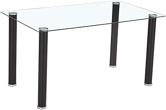 Home Heavenly® - Leiden Tempered Glass Table of 120 x 80 cm with 4 Metal Tubular Legs in Black