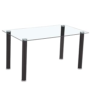 Home Heavenly® - Mesa de Cristal Templado Leiden de 120x80 cm con 4 Patas tubulares metálicas en Color Negro