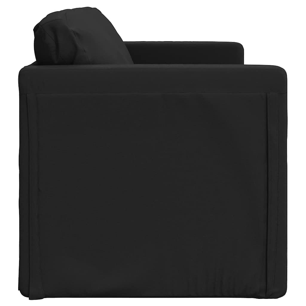 Sofá de suelo, convertible, negro, 112 x 174 x 55 cm, de cuero sintético, moderno, pequeño sofá de 2 plazas, para salón, dormitorio adolescente, estudio