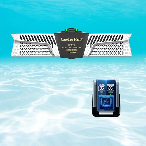 Carefree Fish Aquarium 500W 2IN1 PTC Ceramic Heater PID Control Digital Dual Independent Chip Control The Safest Most Accurate and Fastest Heater for Freshwater and Saltwater Tank (No Cooking Fish)
