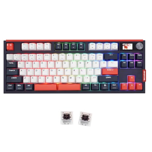MOLGRIA SKYLOONG GK87 Double-Shot Keycaps RGB Backlit Gaming Keyboard, Hot Swappable Brown KTT Machinery Switches, Triple-Mold Connection with Knobs and LCD Display Dual-Space Mechanical Keyboard