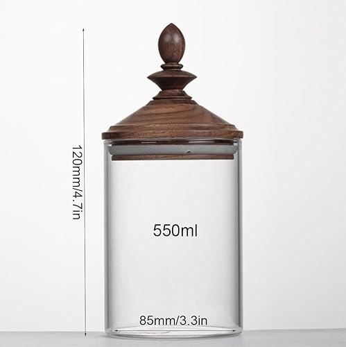 Miniatura 2 de Tarro de cristal para granos de café, tapa de madera retro hermética, recipiente transparente con cuchara, recipiente de almacenamiento de cocina