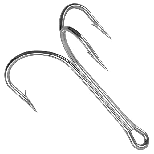 Classic Treble Fishing Hooks, Large Size Silver Triple Hooks Anti-Rust Hook
