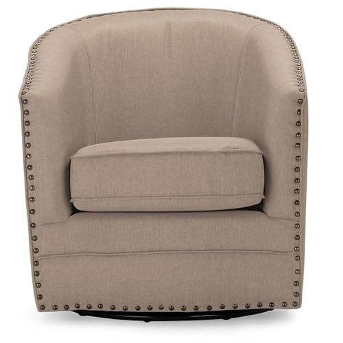 Sillón giratorio tejido beige miniatura 4