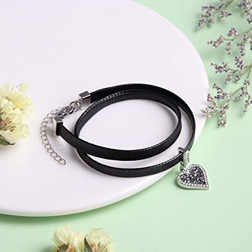 Hexalova Gothic Heart Choker Necklace, Black Choker Necklace For Women, Goth Choker, Black Leather Choker, Black Heart Necklace For Women Girls, Gothic Jewelry (6) #TOP3