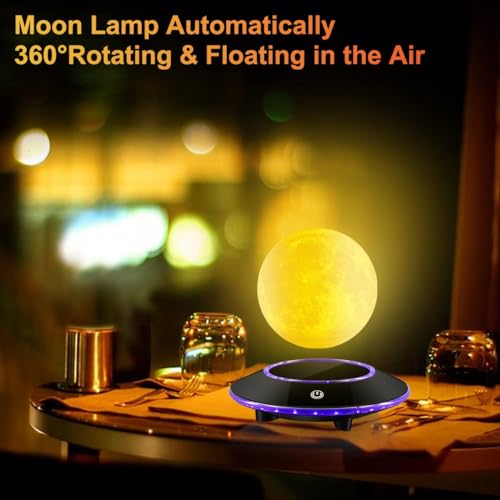 VGAzer Levitating Moon Lamp,Floating and Spinning in Air Freely 16 Colors with Gradually Changing LED Lights for Home,Office Decor,Unique Holiday Gifts,Night Light (White Moon) — view 5