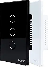 Interruptor Inteligente EKAZA 3 Botões Preto WiFi+BLE+RF