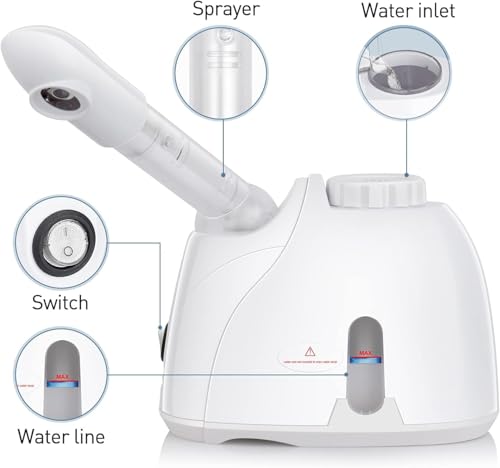 Image of Facial Steamer K-33S for Face, Nose and Cough Steam Vaporizer, Nozzle Inhaler, Facial Sauna, and Facial Steamer Machine for Adults, Kids, Men and Women Multipurpose Steamer