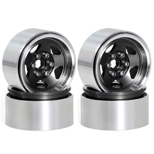 RC�^�C���z�C�[�� Compatible With Axial For SCX10 90046 For TRX4 D90 1/10 RC �N���[���[�J�[�A�b�v�O���[�h�������i�A�N�Z�T���[ 1.9 "�r�[�h���b�N�z�C�[�������Z�b�g(Black)