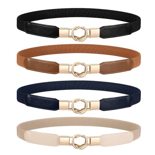 WERFORU 4 Stücke Dünne Gürtel Damen Elastische Taillengürtel Dehnbarer...