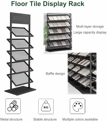 Floor Standing Ceramic Tile Display Rack - 47x35x150cm Building Material Shelf for Supermarkets, Craft Shows, Home Improvement, Retail Display Solutions