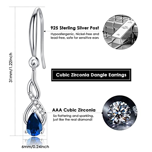 Nupdot Dangle Earrings For Women Girls, Sterling Silver September Birthstone Cubic Zirconia Drop Birthday Gifts For Her #TOP5