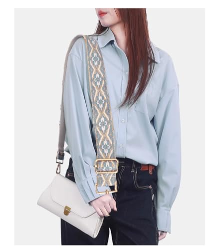 Image of Purse Strap Replacement Wide Adjustable Crossbody Shoulder Strap Guitar Straps for Handbags Flower Blue