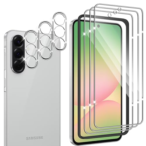 Wayneer Protector de Pantalla Compatible con Samsung Galaxy A56 5G, [3 + 3 Piezas] HD Cristal Templado Protector de Lente de cámara, 9H Dureza Templado,Kit de Instalación Incluido